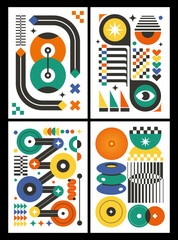 Bauhaus Geometric Poster Design Abstract Shape Wall Art