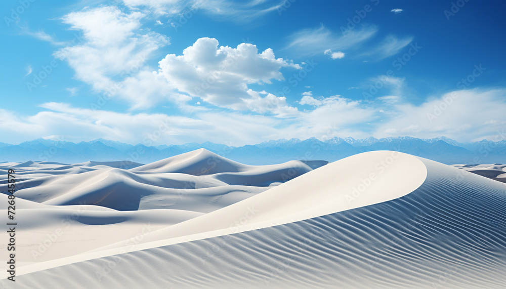 Wall mural majestic mountain range, striped with rippled sand dunes generated by ai