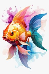 Fototapeta premium goldfish. colorful goldfish digital illustration