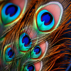 A close-up of a colorful peacock feather.
