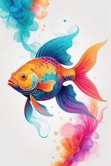 Fototapeta premium goldfish. colorful goldfish digital illustration