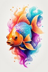 Fototapeta premium goldfish. colorful goldfish digital illustration