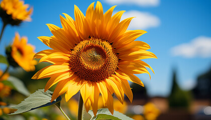 Vibrant sunflower blossoms bring summer beauty to the meadow generated by AI