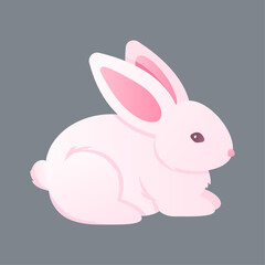 easter pink rabbit, bunny, flluffy animal in cartoon style, cute card 