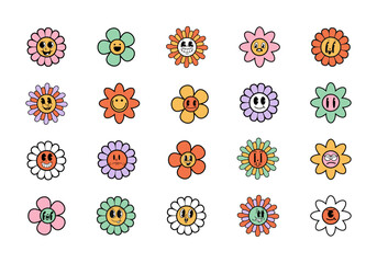 Flower Retro Cartoon Element Set