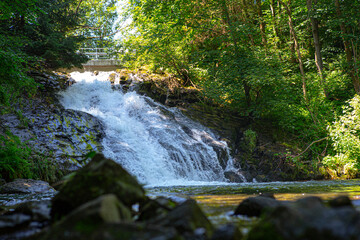 mountain stream in summer time, wycieczk i podróże in the mountains © Er