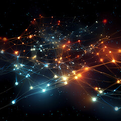 Fototapeta na wymiar An abstract representation of the internet as a web of light.