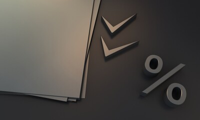 Tax, payment, rate background. Finance concept 3d illustration. 