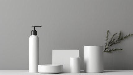 mockup white set featuring blank cosmetic packaging designs