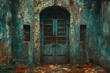 An old abandoned prison. A room with bars