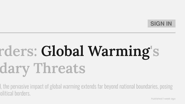 Term 'Global warming' highlighted on FAKE headlines news publications. Titles on white background. Can be used for editorial AND non editorial content as everything is 100% fake