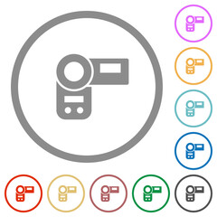 Handycam flat icons with outlines