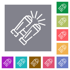 Binoculars outline square flat icons