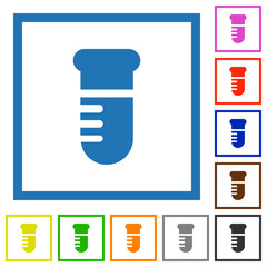 Test tube solid flat framed icons