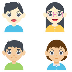 Set of Children's Avatar. Flat Cartoon Style. Isolated Vector