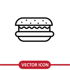 Hamburger vector icon, flat liner illustration on white background..eps