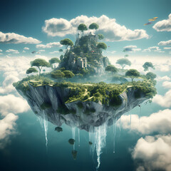 Surreal floating islands in the sky.