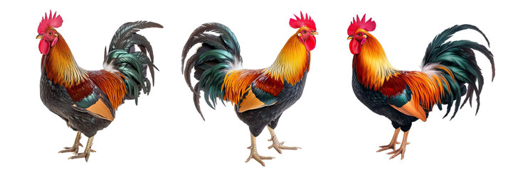 Collection of PNG. Rooster isolated on a transparent background. - obrazy, fototapety, plakaty