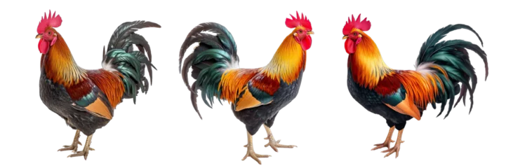 Tuinposter Collection of PNG. Rooster isolated on a transparent background. © morepiixel