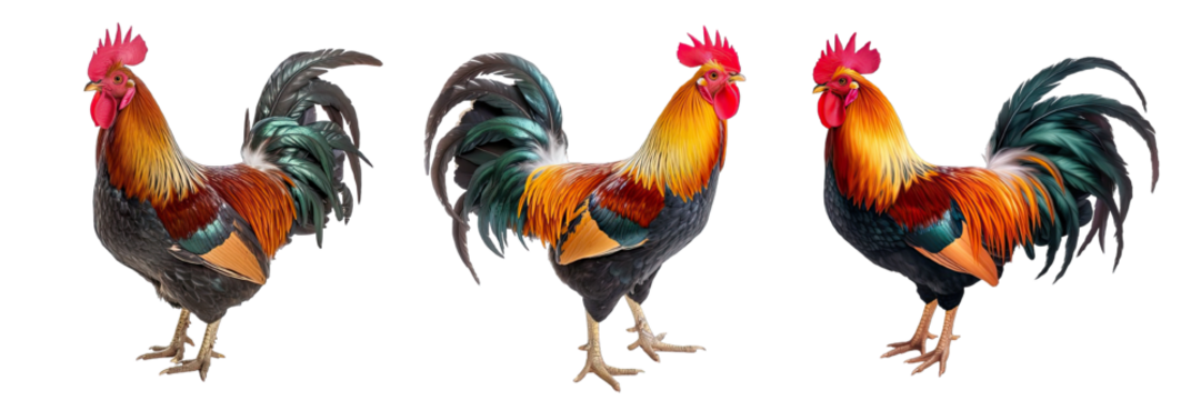 Collection of PNG. Rooster isolated on a transparent background.