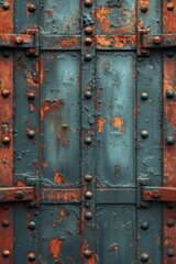 a riveted piece of old metal sheet. Metal background