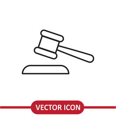  Judge gavel icon vector. flat liner illustration on white background..eps