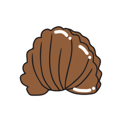 baked croissant isolated on white background. pastry bakery.. Food sketch, line art isolated on white. Clipart for poster, menu, card, web