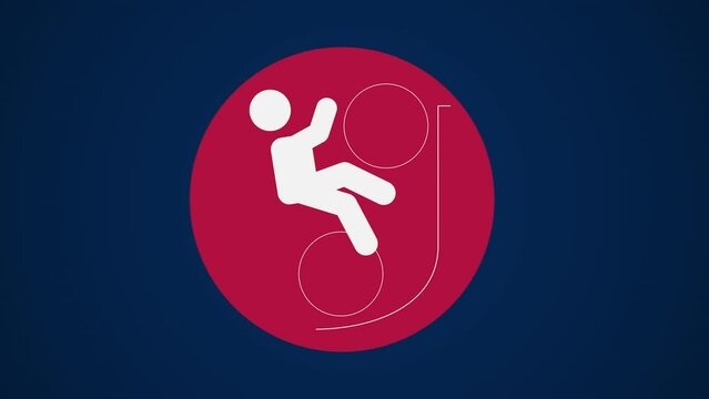Pictograma de los Juegos Ol&iacute;mpicos de lado izquierdo  con el deporte ciclismo BMX freestyle en fondo azul. 