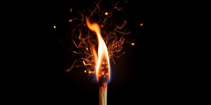 Smoke from burning matchsticks on a black background