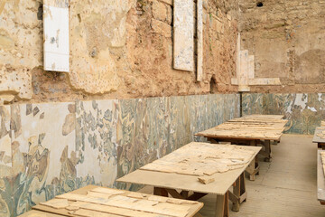 Archaeological excavations in the city of Ephesus. Background with selective focus and copy space