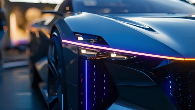 Closeup of the multilevel LED signature lighting showcasing a stunning visual effect and giving the car a distinct and modern look.