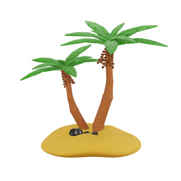 dates palm tree 3d illustartion