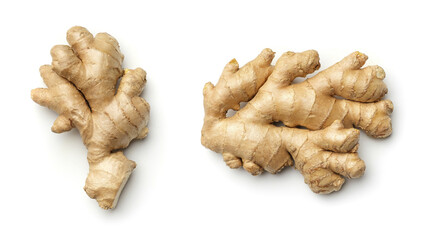 Ginger root collection isolated on white