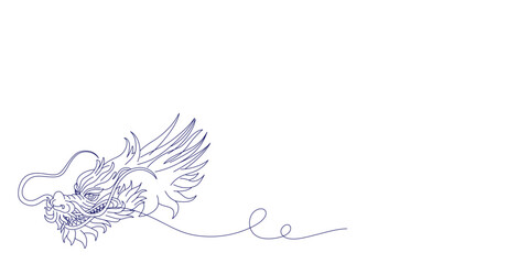 chinese new year dragon line art style vector