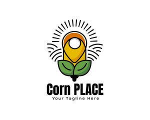 corn pin map location logo icon symbol design template illustration inspiration