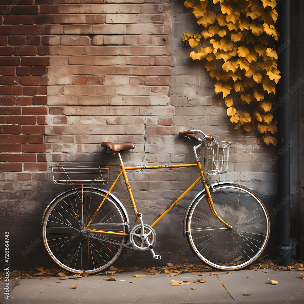 Wall mural A vintage bicycle against a brick wall.