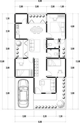 Architecture plan with furniture. home floor plan, isolated on white background, stock illustration.	