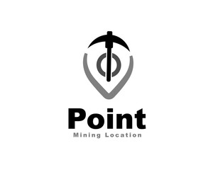 tool mining pin location logo icon symbol design template illustration inspiration