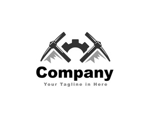 gear system mining logo icon symbol design template illustration inspiration