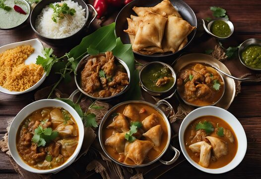 Chicken Muslims Chutney Fish view Soup shes Massaman Curry meat Green Oxtail Chicken Mataba Various cooked Biryani top blessing Samosa Bangkok