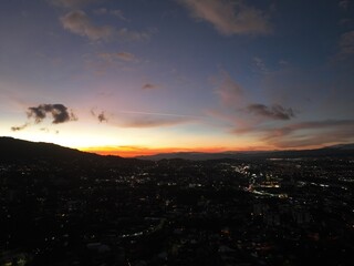 Magical sunset over the mountains of Escazu and San Jose