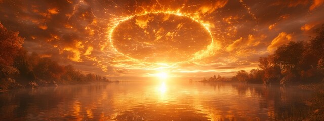 Eternal Solstice: A Mesmerizing Painting of the Celestial Ring of Fire
