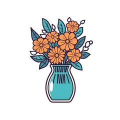 isolated flowers in vase illustration transparent background
