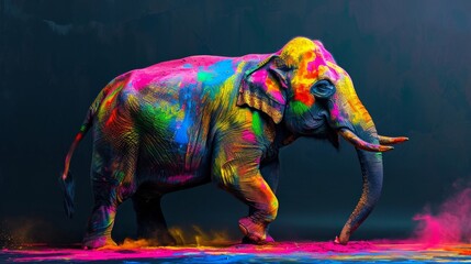 Vibrant Spectrum - Colorful Elephant in Artistic Expression