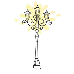 Fototapeta na wymiar Hand drawing of vintage Lamp street illustration vector