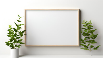 realistic wooden frame on white background - obrazy, fototapety, plakaty