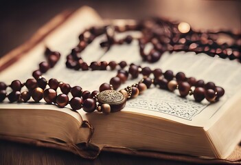 concept Quran religious suitable prayer Ramadanthemed design holy Islamic It backgrounds events Islamic beads other tasbih view vintage