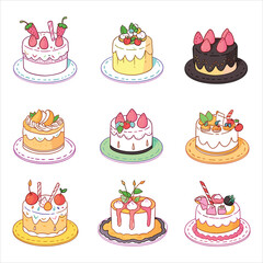 birthday colorful cake with candle vector illustration
