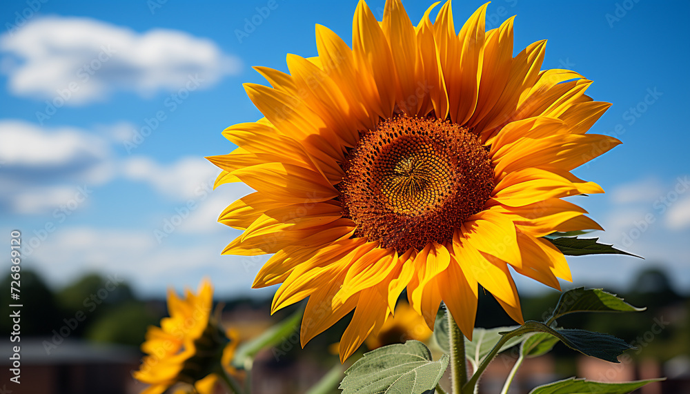 Poster Vibrant sunflower blossoms bring summer beauty to the meadow generated by AI