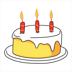 birthday colorful cake with candle vector illustration